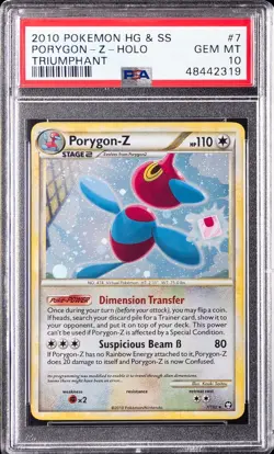 2010 POKEMON HEARTGOLD & SOULSILVER TRIUMPHANT #7 PORYGON-Z-HOLO PSA 10 - Image 1