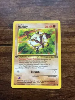 Pokemon TCG Mankey Jungle Card 55/64 Regular Common 1st Edition - Image 1