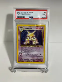 Pokemon TCG Alakazam Holo Rare Card 1/102 Base Set 1999 - Image 1