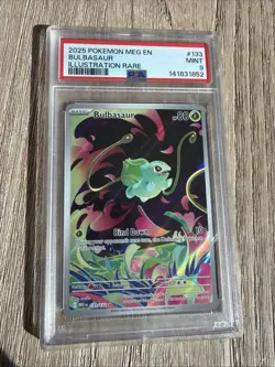 Pokemon Mega Evolution Bulbasaur Illustration Rare Card 133/132 PSA 9 - Image 1