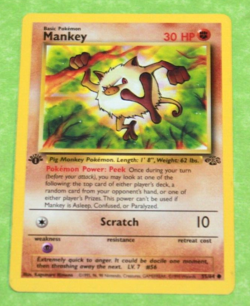 Vintage Pokemon Card First Edition Mankey 55/64 - Image 1