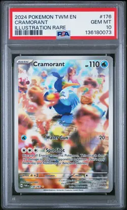 2024 POKEMON TWM EN-TWILIGHT MASQUERADE ILLUSTRATION RARE #176 CRAMORANT PSA 10 - Image 1