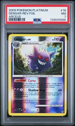 2009 POKEMON PLATINUM ARCEUS #16 GENGAR-REVERSE FOIL PSA 7 - Image 1