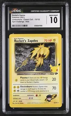 Rocket's Zapdos *CGC 10* Holo *Celebrations* #15 *2021* Pokemon - Image 1