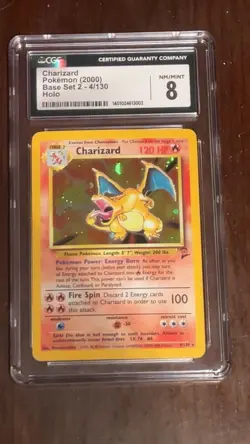 2000 POKEMON BASE SET 2 #4 CHARIZARD CGC 8 - Image 1