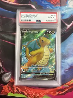 2022 Pokemon Go Dragonite V #076 PSA 10 GEM MINT - Image 1