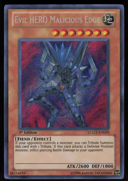 Evil HERO Malicious Edge LCGX-EN029 Secret Rare 1st Edition Yu-Gi-Oh - Image 1