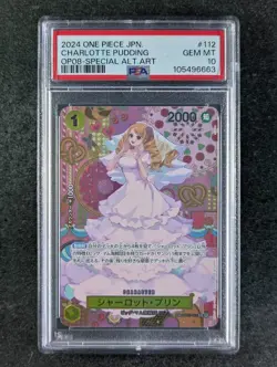 2024 One Piece CHARLOTTE PUDDING OP03-112 (OP08) Special Alt Art Rare JPN PSA 10 - Image 1