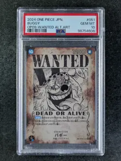2024 One Piece WANTED BUGGY OP09-051 Special Alt. Art Rare Japanese PSA 10 - Image 1
