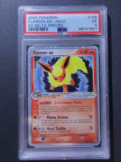 Pokemon Flareon EX Holo Ultra Rare Vintage Card 108/113 Delta Species - Image 1