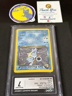 Dark Blastoise - Pokemon (2000) Team Rocket - Unlimited 3/82 Holo - CGC 7 - Image 3