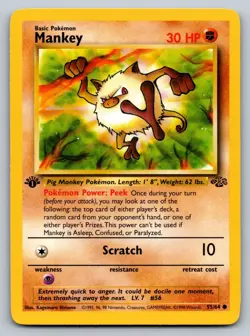 Pokemon Mankey Common Jungle 55/64 LP - Image 1