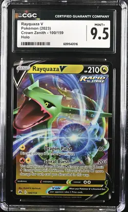 2023 Pokemon Crown Zenith Rayquaza V 100/159 Holo CGC 9.5 Mint+ - Image 2