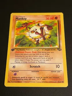 POKEMON TCG MANKEY 1ST EDITION 55/64 JUNGLE LP!! - Image 1