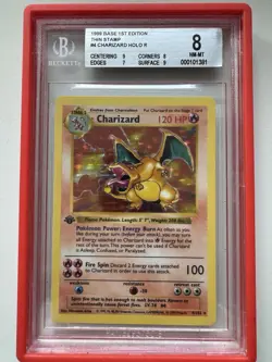 Pokemon Charizard Base Set 1st Edition 1999 Holo 4/102 BGS 8 Strong Subs Wotc - Image 1
