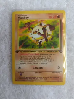 Pokemon TCG Mankey Jungle 55/64 Regular 1st Edition Common - Image 1