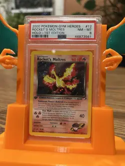 Pokemon TCG Rockets Moltres - Gym Heroes 1st Edition Dot ERROR- PSA 8! - Image 1