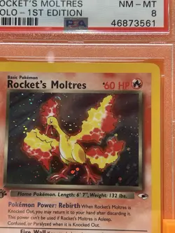 Pokemon TCG Rockets Moltres - Gym Heroes 1st Edition Dot ERROR- PSA 8! - Image 2