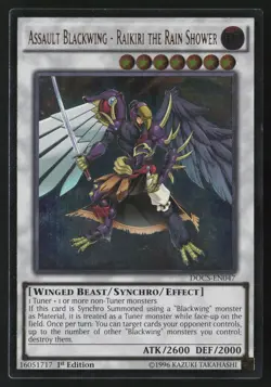 Assault Blackwing Raikiri the Rain Shower DOCS-EN047 1st Ed Ultimate Rare Yugioh - Image 1