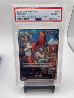 2025 ONE PIECE PROMOS PSA MAGAZINE EXCLUSIVE #001 SHANKS PSA 10 - Image 1