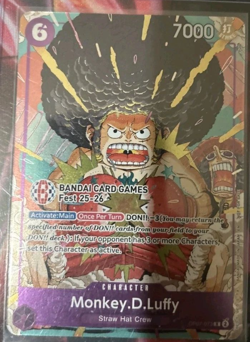 One Piece TCG Monkey D Luffy Op07-073 Bandai Games Fest 25-26 Card ENGLiSH Promo - Image 1