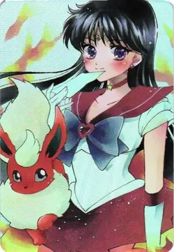 Sailor Mars and Flareon Holographic Custom Art Goddess Story Collectible Card - Image 1