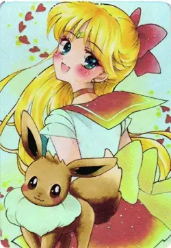 Sailor Venus and Eevee Holographic Custom Art Goddess Story Collectible Card - Image 1