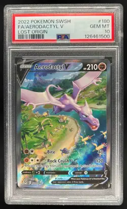 2022 Pokemon SWSH Lost Origin Aerodactyl V #180/196 PSA 10 - Image 1