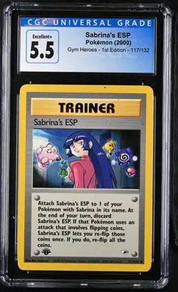 2000 Pokemon Gym Heroes Sabrina's ESP 1st Edition CGC 5.5 #117/132 - Image 1