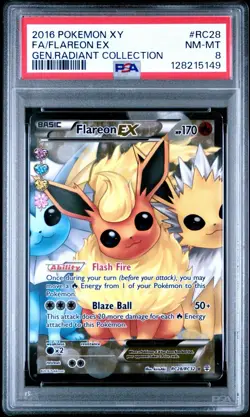 2016 POKEMON XY GENERATIONS RADIANT COLLECTION #RC28 FA/FLAREON EX PSA 8 - Image 1