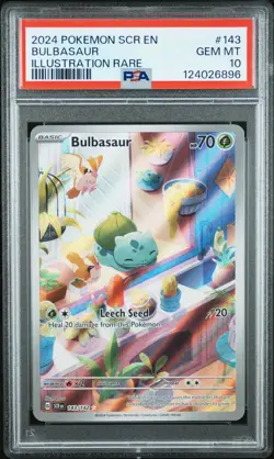 Pokemon TCG Bulbasaur Illustration Rare Stellar Crown 143/142 PSA 10 - Image 1