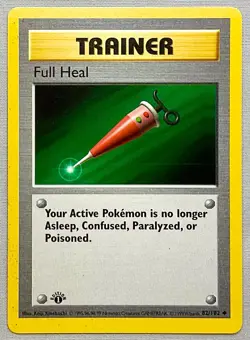 Pokemon 1st EDITION Shadowless Full Heal Trainer #82/102 1999 Base Set NM Cond. - Image 1