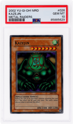 2002 Yu-Gi-Oh Metal Raiders Kazejin #MRD26 PSA 10 - Image 1