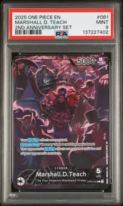 2025 ONE PIECE ENGLISH VERSION 2ND ANNIVERSARY SET #081 MARSHALL D. TEACH PSA 9 - Image 1