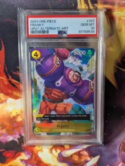 2024 One Piece Eng FRANKY Alt Art 500 Years in the Future #OP07-107 PSA 10 Rare - Image 1
