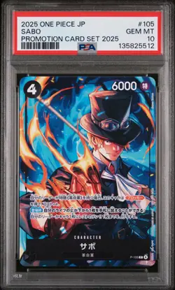2025 ONE PIECE JAPANESE PROMOTION CARD SET 2025 #105 SABO PSA 10 - Image 1