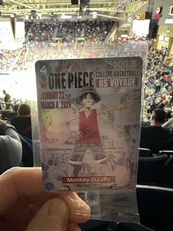 One Piece Monkey.D.Luffy College Basketball US Voyage Promo Card Bandai - Image 1