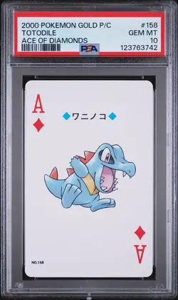2000 POKEMON GOLD VERSION PLAYING CARDS ACE OF DIAMONDS #158 TOTODILE PSA 10 - Image 1