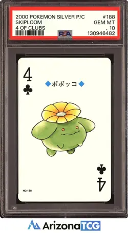 Pokemon 2000 Skiploom 188 4 Of Clubs Pokemon Silver Playing Card Japanese PSA 10 - Image 1
