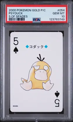 2000 POKEMON GOLD VERSION PLAYING CARDS 5 OF SPADES #054 PSYDUCK PSA 10 - Image 1