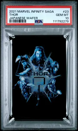2021 MARVEL INFINITY SAGA JAPANESE WAFER CARDS #23 THOR PSA 10 - Image 1