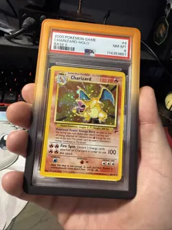 Pokemon TCG Base Set 2 Charizard 4/130 Holo Rare Card 2000 PSA 8 W/ Guard - Image 1