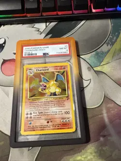 Pokemon TCG Base Set 2 Charizard 4/130 Holo Rare Card 2000 PSA 8 W/ Guard - Image 3