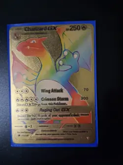 Pokemon Charizard GX Display Card HP250 Wing Attack Rainbow Gold Foil - Image 1