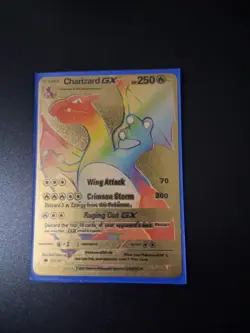 Pokemon Charizard GX Display Card HP250 Wing Attack Rainbow Gold Foil - Image 2