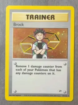 Rare Holo Pokemon Gym Heroes "Brock" Trainer Card 15/132 (Unlimited, English) - Image 1