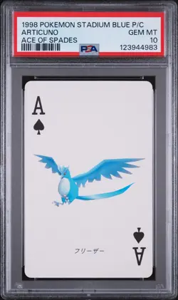 1998 POKEMON STADIUM BLUE VERSION PLAYING CARDS ACE OF SPADES ARTICUNO PSA 10 - Image 1