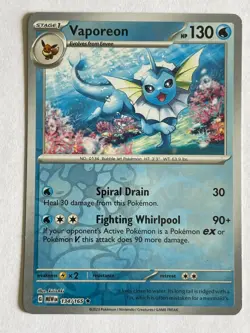 POKEMON VAPOREON 134/165 RARE REVERSE HOLOFOIL NM SCARLET VIOLET 151 NM CARD - Image 1