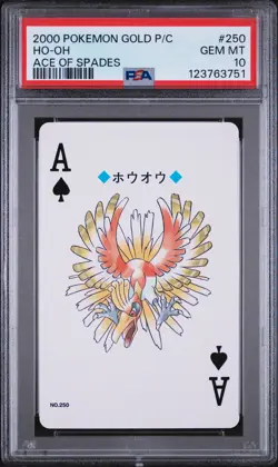 2000 POKEMON GOLD VERSION PLAYING CARDS ACE OF SPADES #250 HO-OH PSA 10 - Image 1