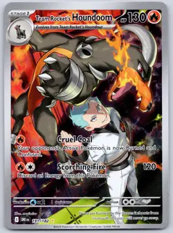 Team Rocket's Houndoom 191/182 (LP/NM) Destined Rivals Illustration Rare Pokemon - Image 1
